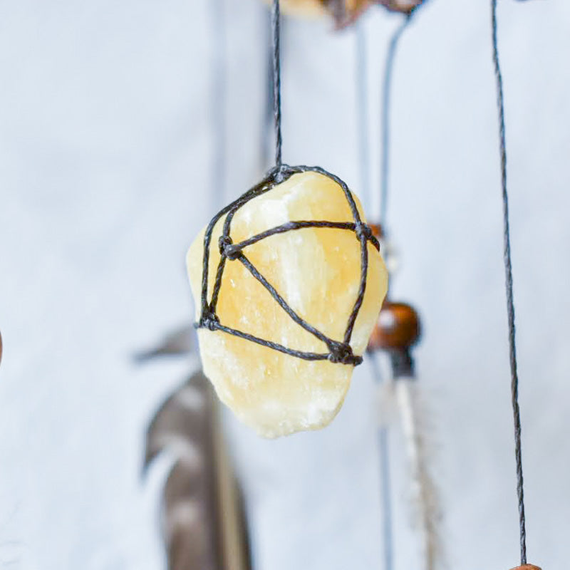 Double Dreamcatcher Stones and Feathers Artisanal Creation Double Dreamcatcher Stones and Feathers Artisanal Creation