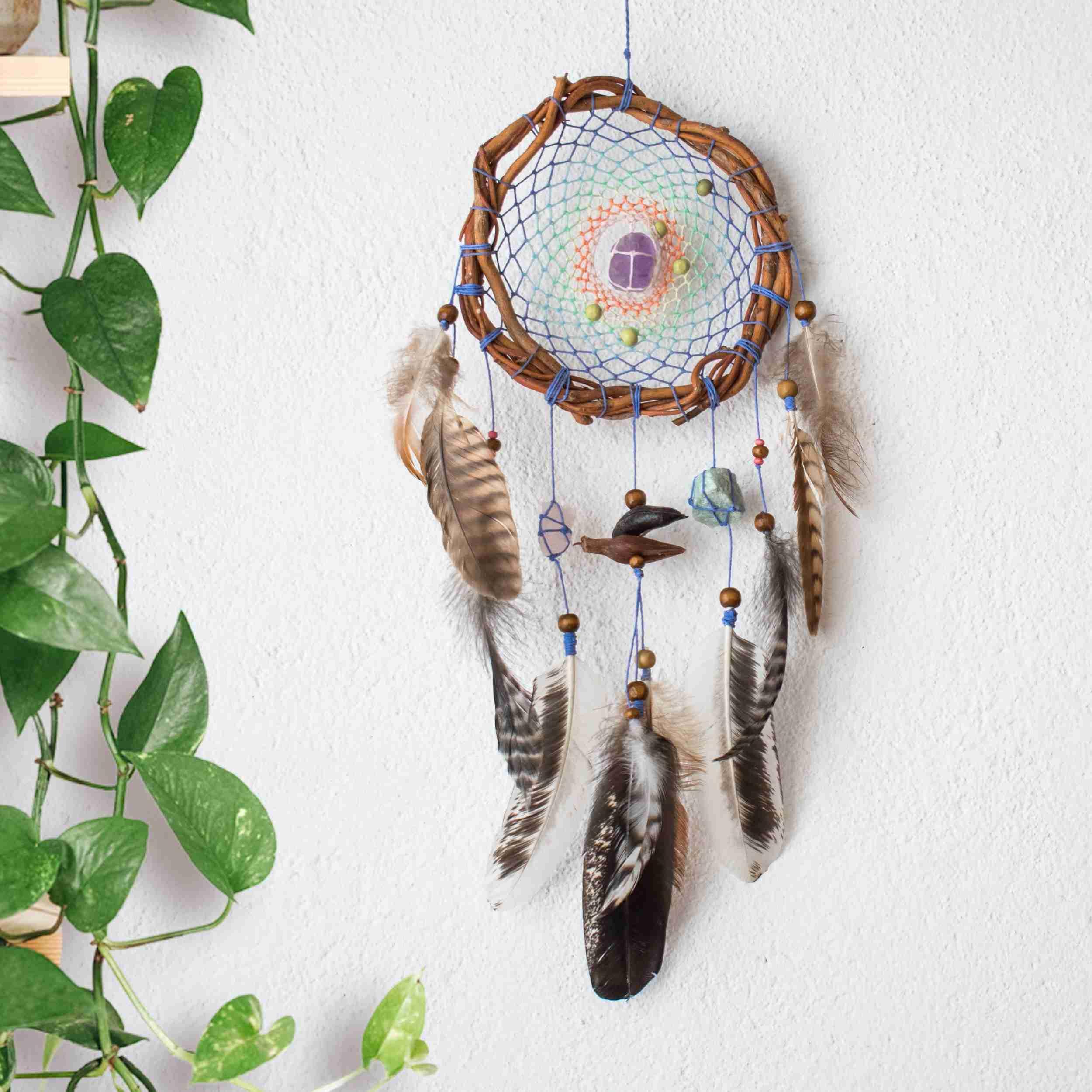 Authentic dream catchers with crystals for energy and sleep, Dream protection wall art decor, Real dreamcatcher mindfulness, dorm room decor ArMoniZar