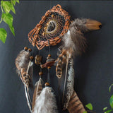 Brown dream catcher with Smoky quartz Tigers eye & Garnet stone, Shaman wall art for protection ArMoniZar Brown dream catcher with Smoky quartz Tigers eye & Garnet stone, Shaman wall art for protection ArMoniZar