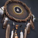 Boho Dreamcatcher for Protection with Large Feathers, Healing Crystals Boho Dreamcatcher for Protection with Large Feathers, Healing Crystals