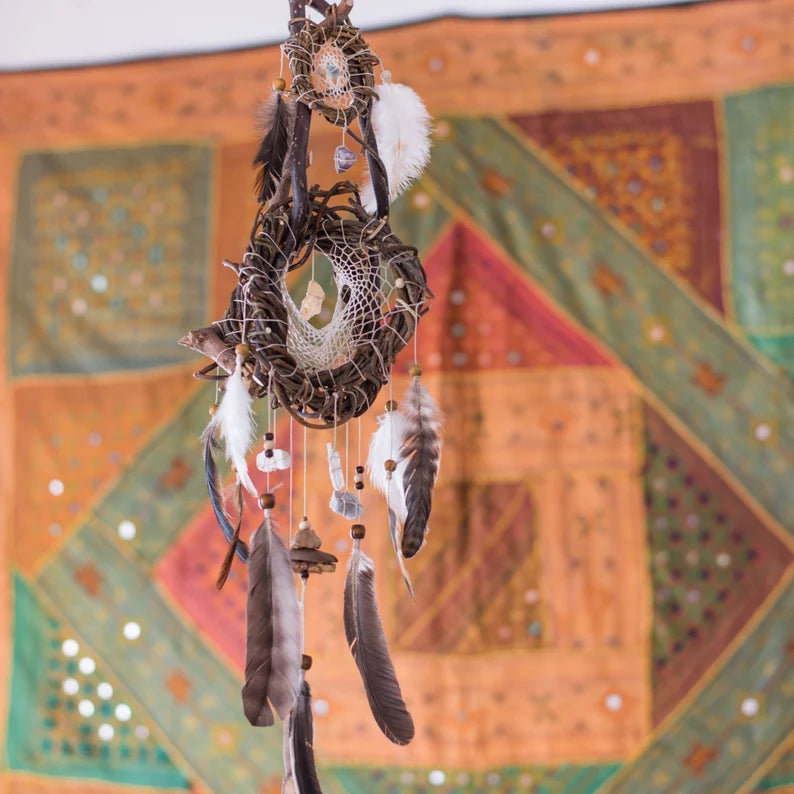 Crystal wall decor hangings dreamcatcher rustic feather mobile, Unique crystal decor dream catcher wood mobile, Healing birthday, Shaman art ArMoniZar Crystal wall decor hangings dreamcatcher rustic feather mobile, Unique crystal decor dream catcher wood mobile, Healing birthday, Shaman art ArMoniZar