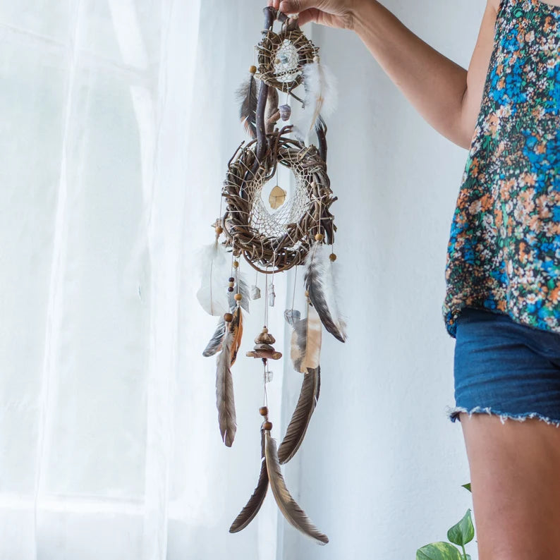Crystal wall decor hangings dreamcatcher rustic feather mobile, Unique crystal decor dream catcher wood mobile, Healing birthday, Shaman art ArMoniZar Crystal wall decor hangings dreamcatcher rustic feather mobile, Unique crystal decor dream catcher wood mobile, Healing birthday, Shaman art ArMoniZar