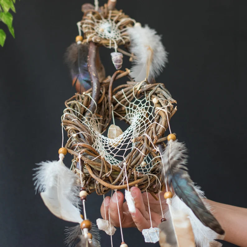 Crystal wall decor hangings dreamcatcher rustic feather mobile, Unique crystal decor dream catcher wood mobile, Healing birthday, Shaman art ArMoniZar Crystal wall decor hangings dreamcatcher rustic feather mobile, Unique crystal decor dream catcher wood mobile, Healing birthday, Shaman art ArMoniZar