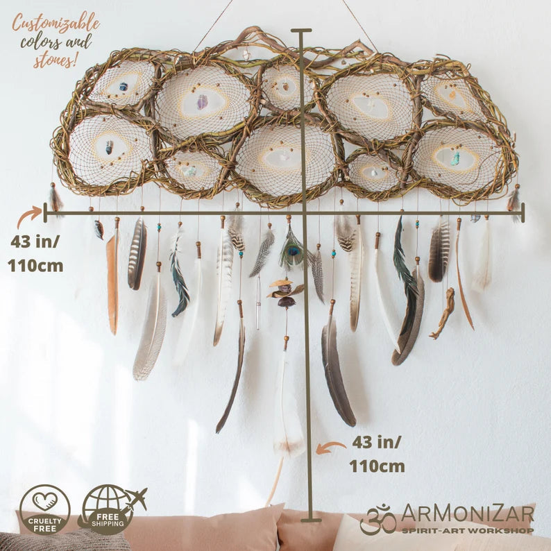 Large dreamcatcher, Dream catchers with crystals, Authentic dreamcatcher made from naturals materials, Earthy style, Unique decor custom ArMoniZar Large dreamcatcher, Dream catchers with crystals, Authentic dreamcatcher made from naturals materials, Earthy style, Unique decor custom ArMoniZar