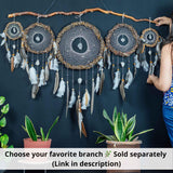 Décoration murale de style amérindien : trio d'attrape-rêves infusés d'harmonie sur une branche de saule avec 6 cristaux énergisants