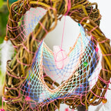 Positive Vibes Home Gift: Handmade 3D Dreamcatcher with Healing Crystals, Rainbow Pastel Decor for Chakra Balancing, Stress Relief