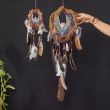 Positive Vibes Home Gift: Handmade 3D Dreamcatcher with Healing Crystals, Rainbow Pastel Decor for Chakra Balancing, Stress Relief