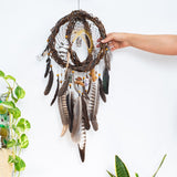 Spiritual Gift: 3D Dreamcatcher with Smoky Quartz, Selenite, Amethyst, Agate & Fluorite, Wall Hanging Mobile for Energy Cleansing Decor