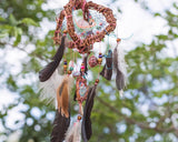 Eco-Friendly Rainbow Pastel Harmony Guard 3D Dreamcatcher with Energizing Gemstones and Natural Feathers for Holistic Balance and Protection - ArMoniZar