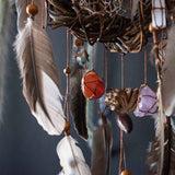 Healing Gemstone Dreamcatcher: Spiritual Protection Mobile with 13 Crystals