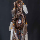 3D Chakra Dreamcatcher Duo with 13 Healing Crystals, Boho Spiritual Mobile in 2 Sizes, Feathered Energy Decor Activo