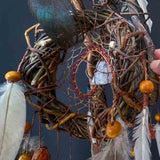 3D Chakra Dreamcatcher Duo with 13 Healing Crystals, Boho Spiritual Mobile in 2 Sizes, Feathered Energy Decor Activo