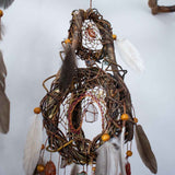 3D Chakra Dreamcatcher Duo with 13 Healing Crystals, Boho Spiritual Mobile in 2 Sizes, Feathered Energy Decor Activo