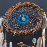 Attrape-rêves en cristal blanc, attrape-rêves spirituel, décoration murale en macramé chamanique, pierre puissante, bénédiction de la maison, attrape-cercle sacré