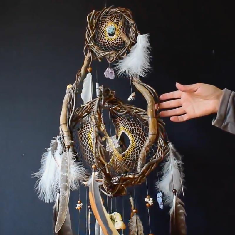Large Earth-Toned 3D Dreamcatcher: Artisanal Charm, Perfect for Spinning Spaces