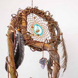 Dreamcatcher Spiritual - Large Brown & Turquoise 3D Art, Shamanic Sanctuary