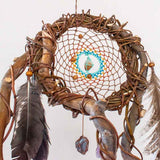 Dreamcatcher Spiritual - Large Brown & Turquoise 3D Art, Shamanic Sanctuary