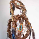Dreamcatcher Spiritual - Large Brown & Turquoise 3D Art, Shamanic Sanctuary