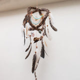 Mystical Wall Dreamcatcher with Healing Crystals – Artisan Feather Mobile, Bohemian Spirit Decor, Unique Handmade Gift for the Soul