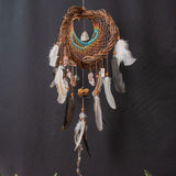 Mystical Wall Dreamcatcher with Healing Crystals – Artisan Feather Mobile, Bohemian Spirit Decor, Unique Handmade Gift for the Soul