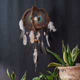 Mystical Wall Dreamcatcher with Healing Crystals – Artisan Feather Mobile, Bohemian Spirit Decor, Unique Handmade Gift for the Soul