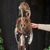 Dreamcatcher Spiritual - Large Brown & Turquoise 3D Art, Shamanic Sanctuary