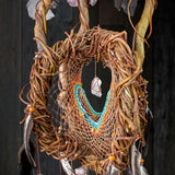 Dreamcatcher Spiritual - Large Brown & Turquoise 3D Art, Shamanic Sanctuary