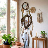 Dreamcatcher Spiritual - Large Brown & Turquoise 3D Art, Shamanic Sanctuary