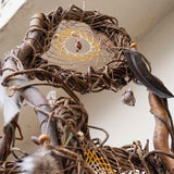 3D Authentic Dreamcatcher Large 2 Level with 13 Gemstones, Earth Tone Ceiling Mobile for Energy Cleansing, Christmas Gift