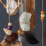 3D Authentic Dreamcatcher Large 2 Level with 13 Gemstones, Earth Tone Ceiling Mobile for Energy Cleansing, Christmas Gift