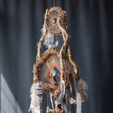 Dreamcatcher Authentic - 3D Wooden 13 Crystal Large Ceremonial Art