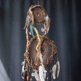 Dreamcatcher Authentic - 3D Wooden 13 Crystal Large Ceremonial Art