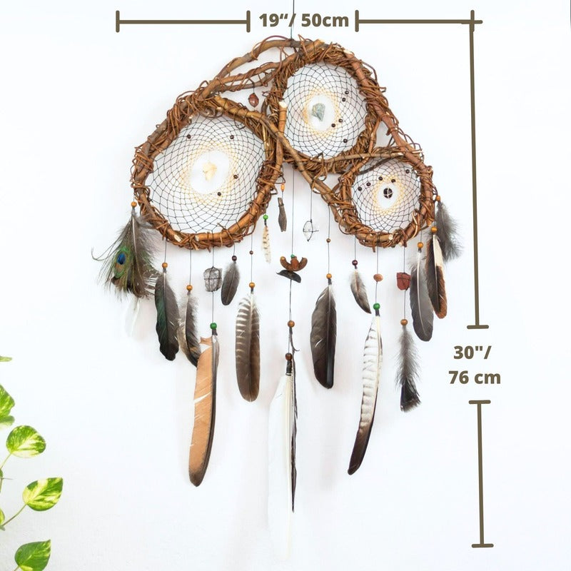 Healing Art Dream Catcher with gemstones, Wards off Negativity