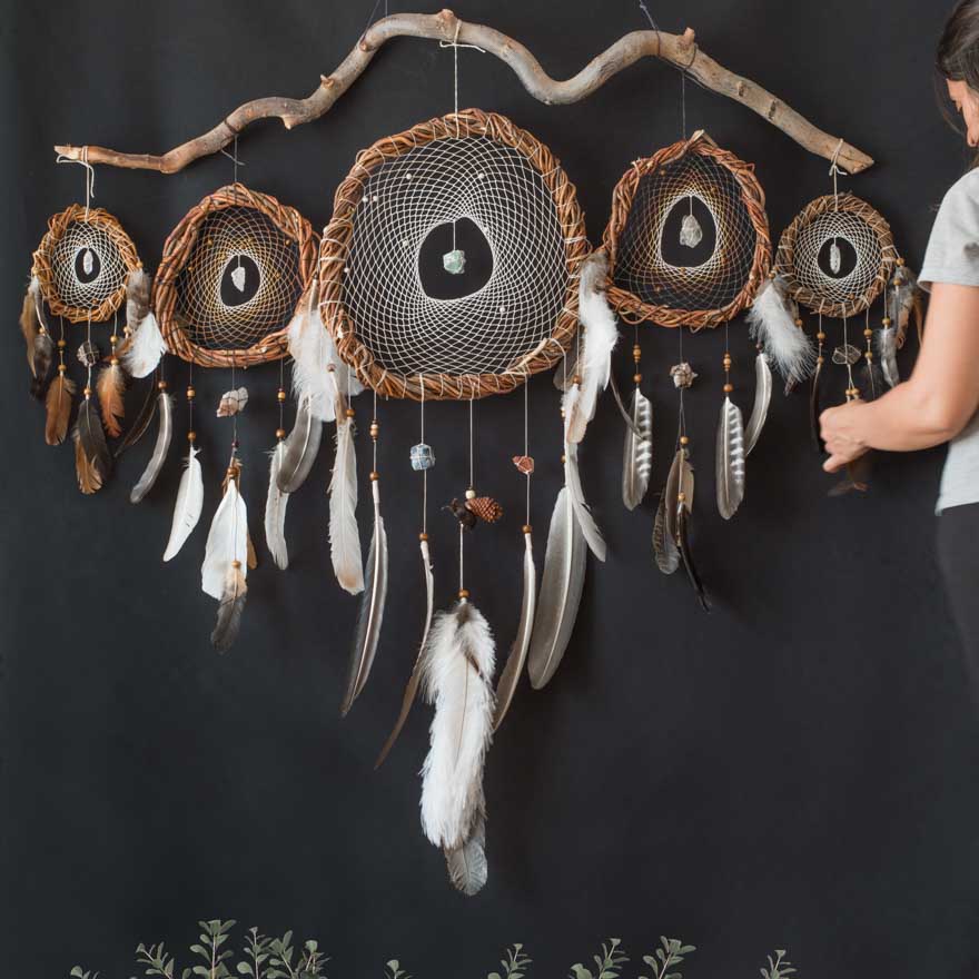 5 Shamanic Eco-Friendly Driftwood Dreamcatchers set - Handcrafted Natural Décor. Ready to Ship! - ArMoniZar