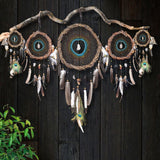 47" Wide Dreamcatcher Set – 5-Piece Boho Wall Hanging with Quartz Crystal, Custom Colors, Ideal Above Bed Spiritual Decor