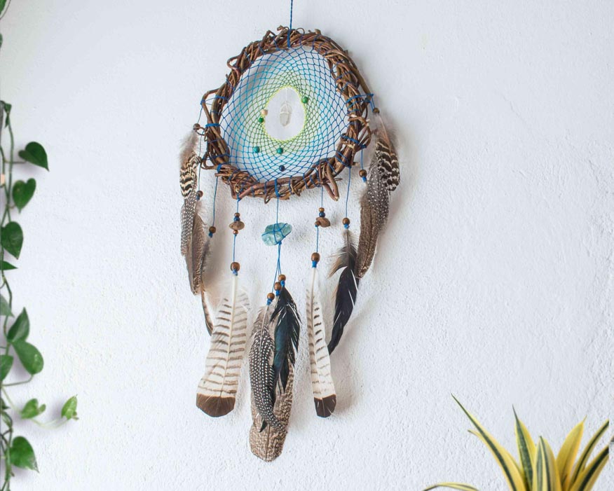 Authentic Dream Catcher, Large hanging mobile rustic, Feathers of style dreamcatcher ArMoniZar