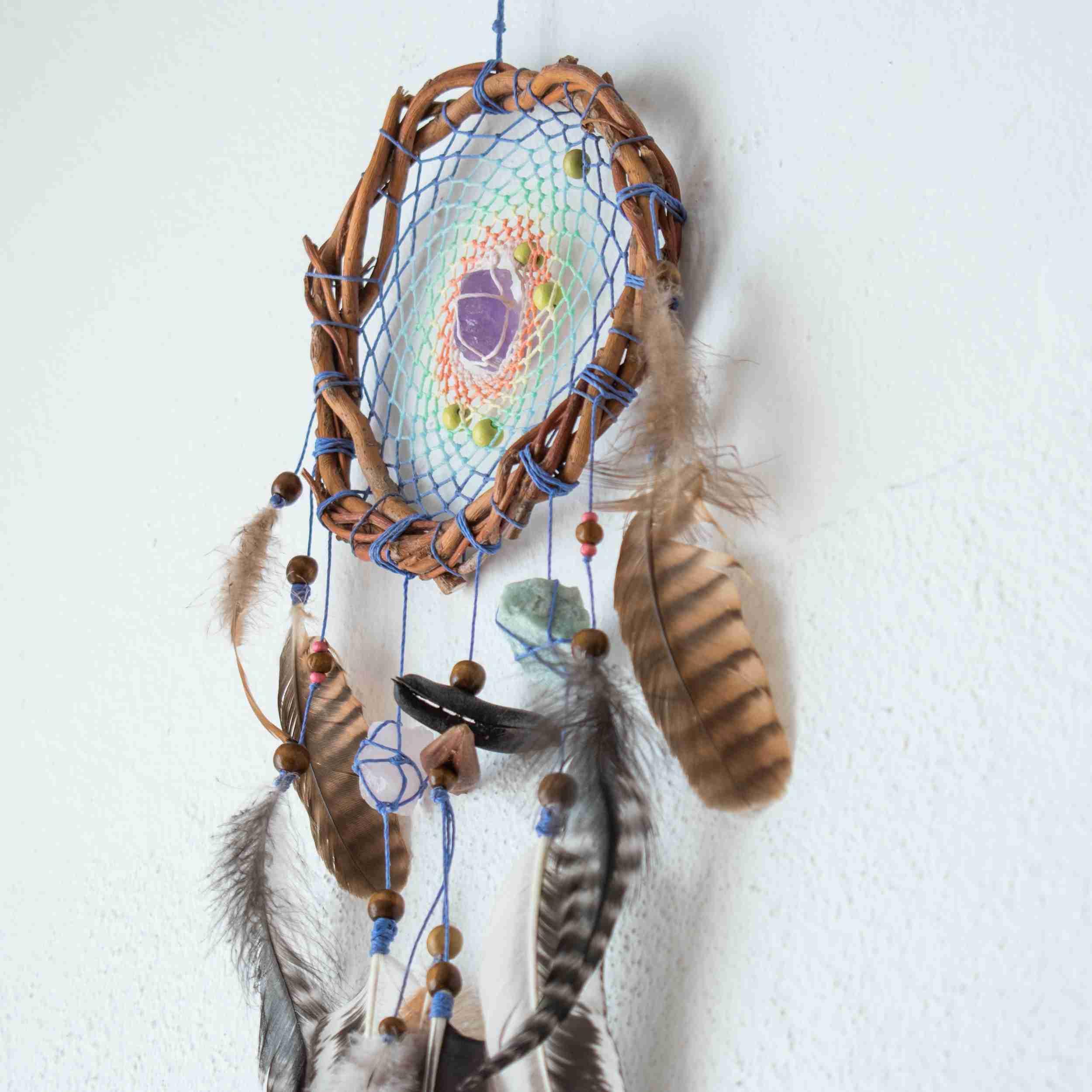 Authentic dream catchers with crystals for energy and sleep, Dream  protection wall art decor, Real dreamcatcher mindfulness, dorm room decor