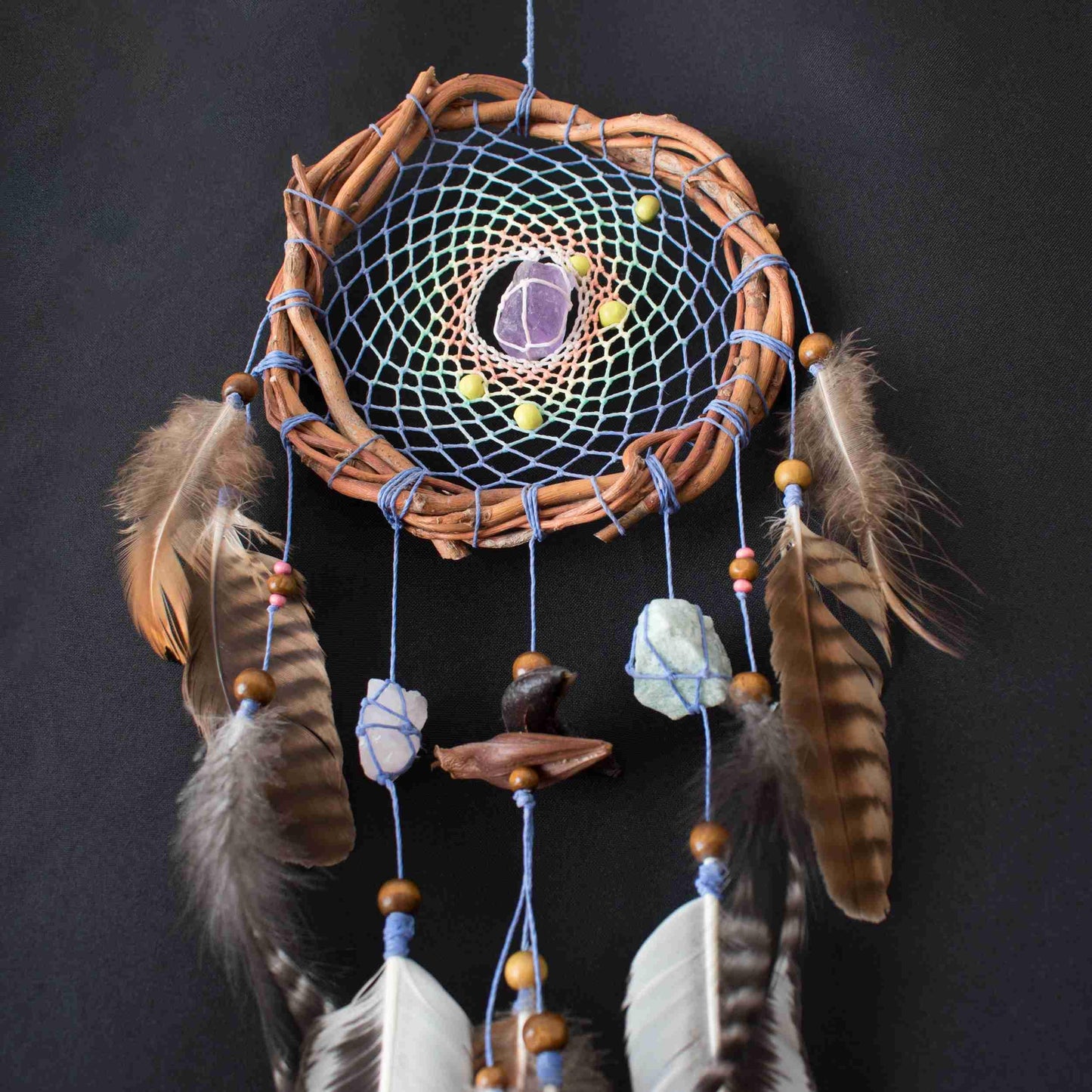 Authentic dream catchers with crystals for energy and sleep, Dream protection wall art decor, Real dreamcatcher mindfulness, dorm room decor ArMoniZar