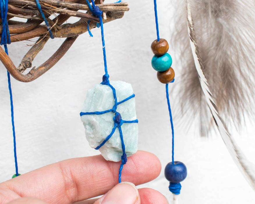 Bedroom decor Dream catcher with tumbled gemstones for house protection, Crystals for sleep set, Angel connection and soothing, Healing gift ArMoniZar