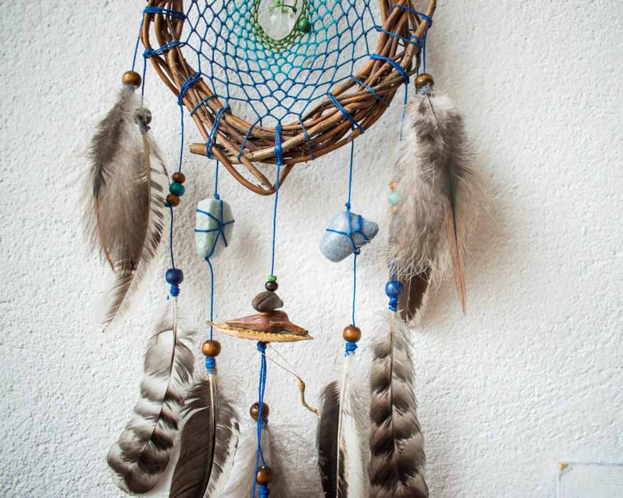 Bedroom decor Dream catcher with tumbled gemstones for house protection, Crystals for sleep set, Angel connection and soothing, Healing gift ArMoniZar