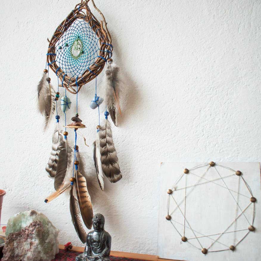 Bedroom decor Dream catcher with tumbled gemstones for house protection, Crystals for sleep set, Angel connection and soothing, Healing gift ArMoniZar