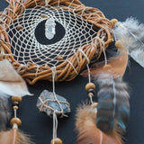 Handcrafted Traditional Native Style Dreamcatcher Set with Custom Healing Crystal