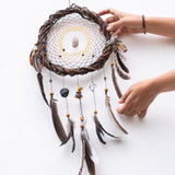 Attrape-rêves en cristal blanc, attrape-rêves spirituel, décoration murale en macramé chamanique, pierre puissante, bénédiction de la maison, attrape-cercle sacré