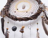Spiritual Protection Set: 15 Healing Stones Set – 5 Crystal Dreamcatchers with Branch Option, Rustic Decor, Natural Gift for Shaman, Witch Vibes, Spiritual Protection