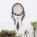 Boho Dreamcatcher for Protection with Large Feathers, Healing Crystals