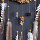 Juego de 5 atrapasueños personalizados: arte chamánico para colgar en la pared con plumas de pavo real, piedras preciosas a elegir, decoración de inspiración nativa americana