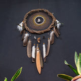 Boho Dreamcatcher for Protection with Large Feathers, Healing Crystals