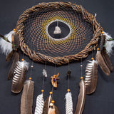 47" Wide Dreamcatcher Set – 5-Piece Boho Wall Hanging with Quartz Crystal, Custom Colors, Ideal Above Bed Spiritual Decor
