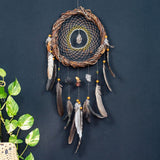 Attrape-rêves en cristal blanc, attrape-rêves spirituel, décoration murale en macramé chamanique, pierre puissante, bénédiction de la maison, attrape-cercle sacré