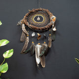 Attrape-rêves en cristal blanc, attrape-rêves spirituel, décoration murale en macramé chamanique, pierre puissante, bénédiction de la maison, attrape-cercle sacré